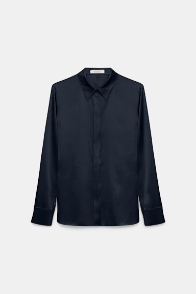 Dorothee Schumacher Stretch silk satin blouse dark navy