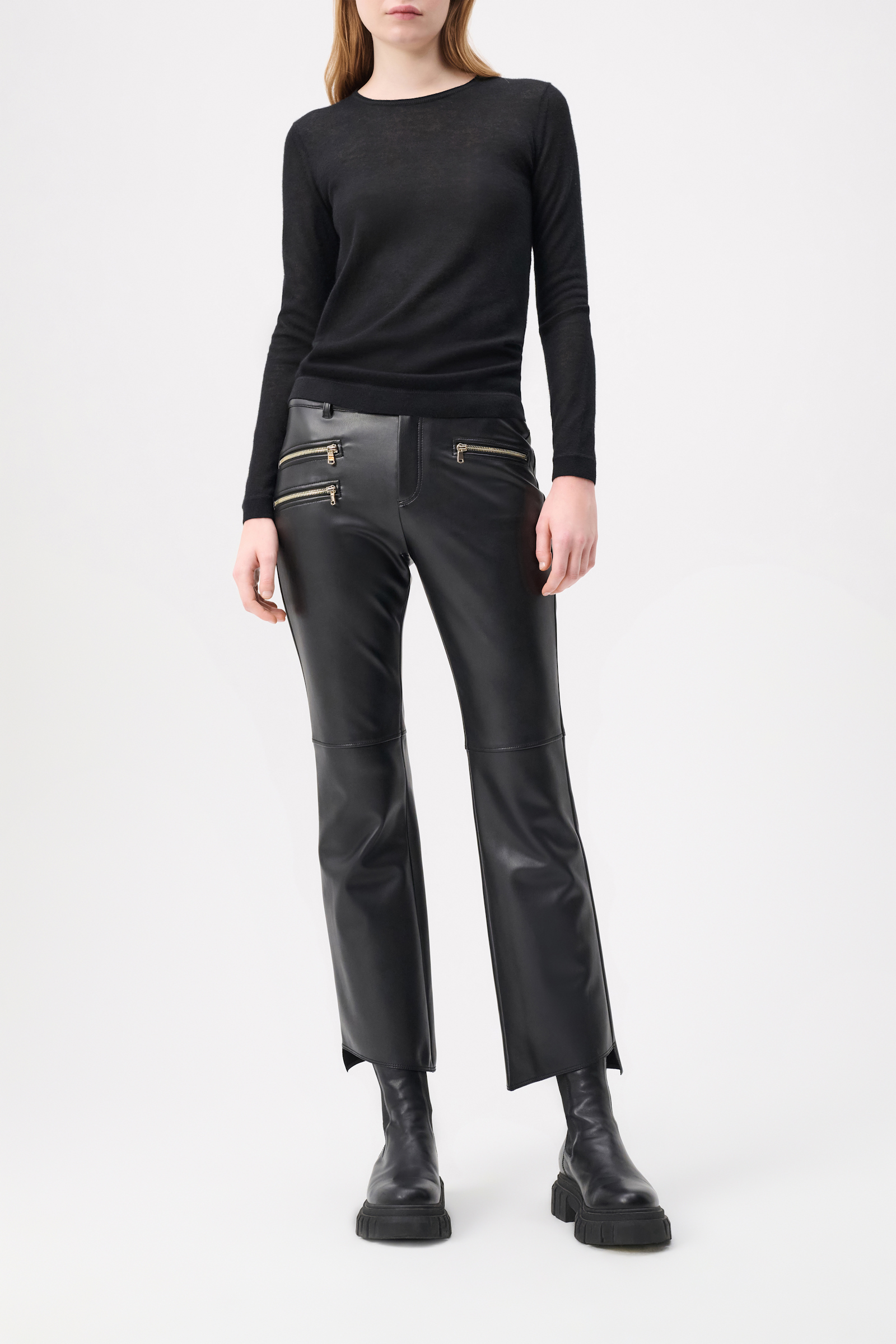 Dorothee Schumacher Leather Chelsea boots with chunky lug soles pure black